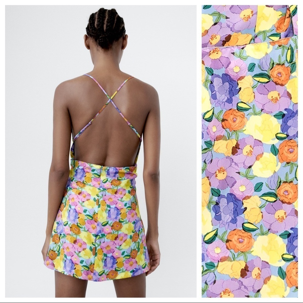 🌹NWT. Zara Floral Print Mini Dress. Size S. - Picture 5 of 12